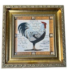 Carol McKinley Black & White Cockerel Rooster Farmhouse Framed Canvas Print (BR5)