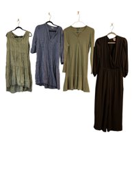3 Dresses And A Jumper-caslon 2x, Chicos 10, Lot Of Linen L?, Ralph Lauren XL (BR1)