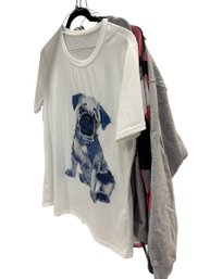 4 Tops-pug T-shirt-L?, Bruce Springsteen Hoodie L, R,W&b Top L?, Chasor S (BR1)