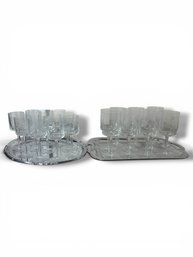 Floral Engraved Glass Sets And Pair Of Silver Platers (D)
