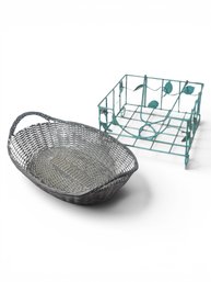 Wire Napkin Holder And Metal Basket (D)