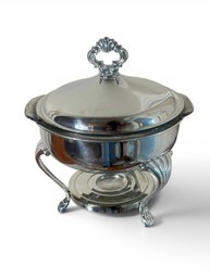 FB Rogers 1883 Silver Plated Warming Chafing Dish With Pyrex Glass Bowl (D)