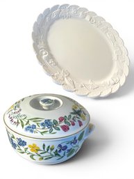 Amora Serving Plate & Royal Worcester 22-carat Gold Trim Casserole Dish (LR1)