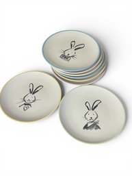 Pineapple Studios Set Of 8 Pastel Rabbit Plates (LR1)