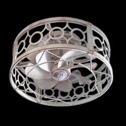 LEDIARY Caged Flush Mount Ceiling Fan With Lights (SR)