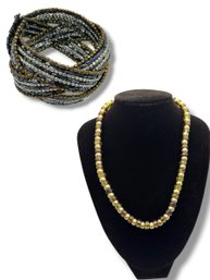 Bead Necklace And Cuff Bracelet