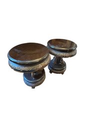 2 Chinese Carved Wood Side Tables/plant Stands 16 X 14  (LR)