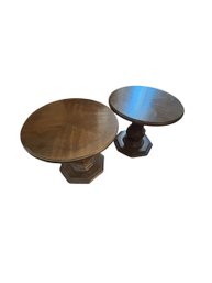 2 Small Pedestal End Table 17 X 19 (LR)
