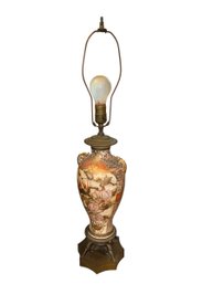 Japanese Satsuma Style Moriage Vase Table Lamp 29x7 F