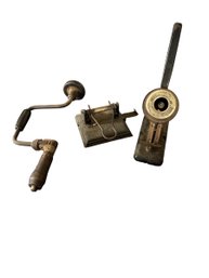 Bates Ajax Hole Punch, Paper Hole Punch, Vintage Stanley Bit Brace Hand Drill LR