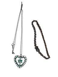 Sterling Turquoise Inlay Necklace & Sterling Bracelet
