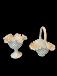 Milk Glass Hob Nail Decor (dr)