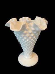 Milk Glass Hobnail Fluted Vase (dr)