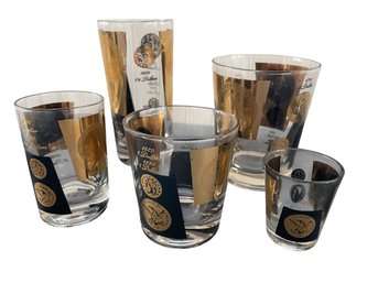 Cera Glass 22/24K Dollar Bar Ware Glasses MCM (sr)