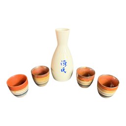 Japanese Sake Carafe & Assorted Sake Cups