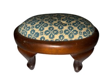 Foot Stool Hand Stitched Wool Fabric