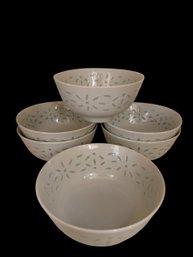 Porcelain Chinese Rice Pattern Bowl 6pc (K)