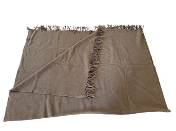 Wool Fringed Medium Brown Blanket (DR)