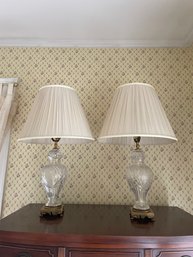 Pair Of Lead Crystal Lamps
