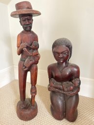 2 Handcarved Wooden Figures