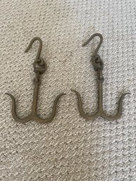 2 Solid Brass Hooks