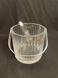 Heavy Crystal Ice Bucket With Tongs