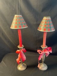 Pair Of Sterling Silver Candlesticks With Tea Lights   (K)