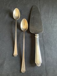 Gorham Sterling Dessert Spoons, Reed & Barton Sterling Cake Knife  (l)