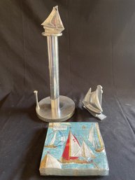 Nautical Napkins, Paper Towel Roll Holder, Napkin Holder (k)