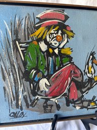 Artist Signed Giloy Clown Painting On Canvas  (SL)