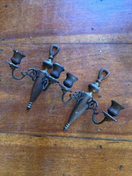 Pair Of Brass Wall Sconces (DR)
