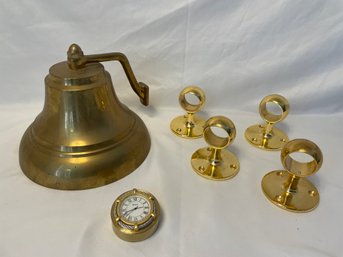 Brass Ships Bell, Chelsea Time Piece, Handrail Brackets  (L)