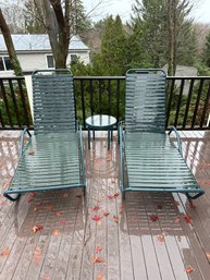(2) Lounge Chairs And A Small Glass Top Table (deck)
