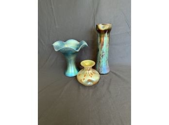 Three Tiffany Style Vases