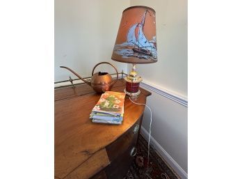 Lamp, Watering Can, Cards