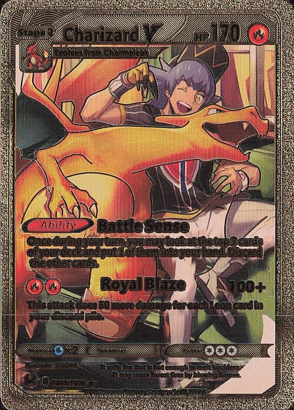 Pokemon Vintage GOLD FAN ART (FAKE) CHARIZARD SWSH11: Lost Origin Trainer  Gallery Charizard #37357 | Auctionninja.com