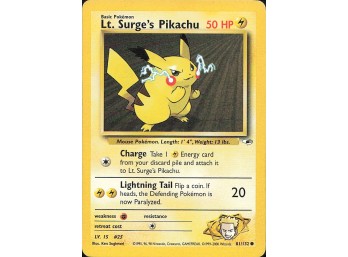 POKEMON Common Gym Heroes Lt. Surge's Pikachu