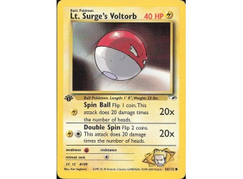 POKEMON 1st edition Gym Challenge Lt. Surge's Voltorb