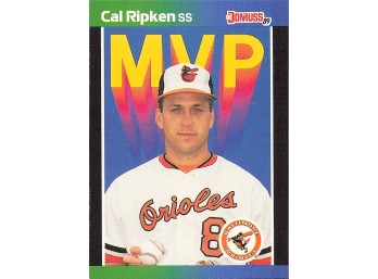 1989 Donruss #BC-15d Cal Ripken Bonus MVP's '© 1988 LEAF, INC' & '* Denotes *' On Back