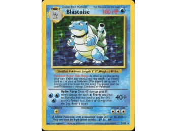 Vintage Pokemon 1999 Holo Rare,Iconic Base Set Blastoise