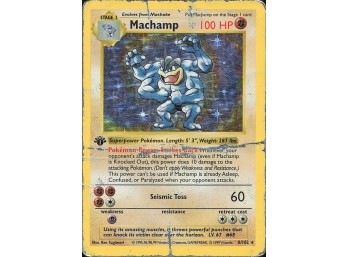 Vintage Pokemon 1999 Holo Rare,SHADOWLESS Deck Exclusives Machamp