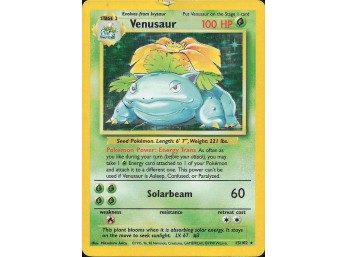 Vintage Pokemon 1999 Holo Rare,Iconic Base Set Venusaur
