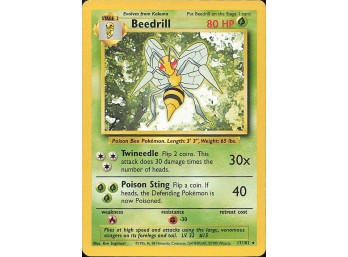 Vintage Pokemon 1999 Rare Base Set Beedrill