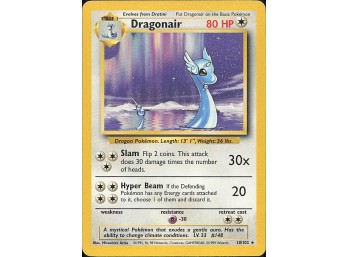 Vintage Pokemon 1999 Rare Base Set Dragonair
