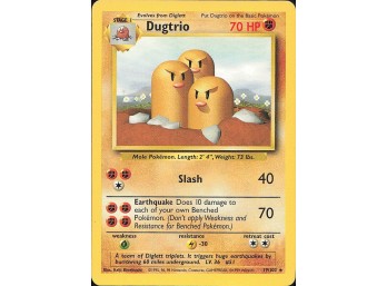Vintage Pokemon 1999 Rare Base Set Dugtrio