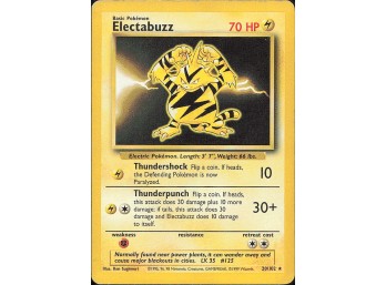 Vintage Pokemon 1999 Rare Base Set Electabuzz