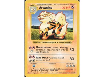 Vintage Pokemon 1999  Base Set (Shadowless) Arcanine
