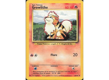 Vintage Pokemon 1999  Base Set Growlithe