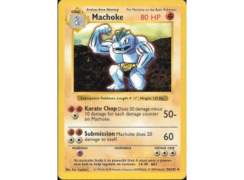Vintage Pokemon 1999  Base Set (Shadowless) Machoke