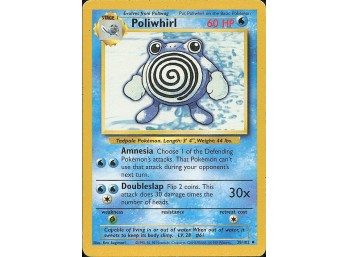 Vintage Pokemon 1999  Base Set Poliwhirl